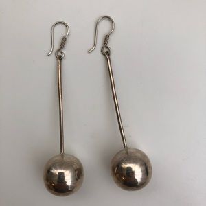 VINTAGE STERLING SILVER BALL DANGLE EARRINGS